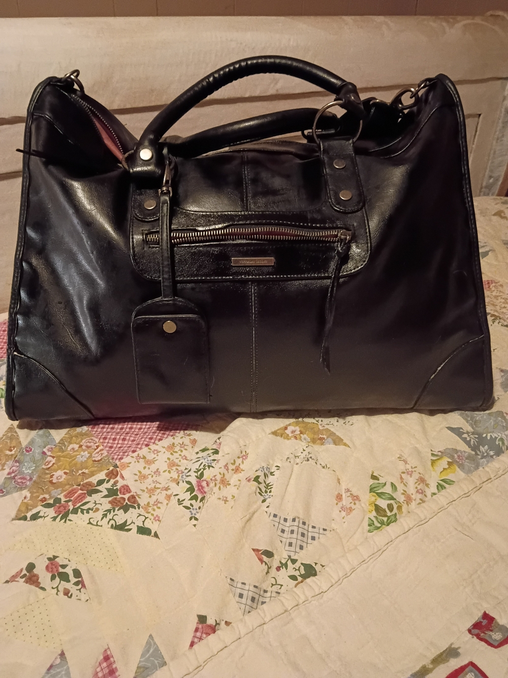 Victoria's Secret Black Leather Travel Weekender